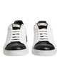 Dolce & Gabbana White Black Leather Portofino Sneaker Shoes