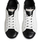 Dolce & Gabbana White Black Leather Portofino Sneaker Shoes