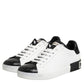Dolce & Gabbana White Black Leather Portofino Sneaker Shoes