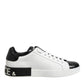 Dolce & Gabbana White Black Leather Portofino Sneaker Shoes