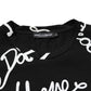 Dolce & Gabbana Black Logo Print Cotton Crew Neck  T-shirt