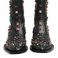 Dolce & Gabbana Black Crystal Cowboy Leather Men Boots Shoes