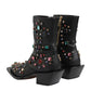 Dolce & Gabbana Black Crystal Cowboy Leather Men Boots Shoes