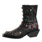 Dolce & Gabbana Black Crystal Cowboy Leather Men Boots Shoes