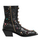 Dolce & Gabbana Black Crystal Cowboy Leather Men Boots Shoes