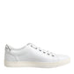 Dolce & Gabbana White Crown Bee Leather Low Top Sneakers Shoes