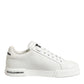 Dolce & Gabbana Black White Leather Portofino Sneaker Shoes
