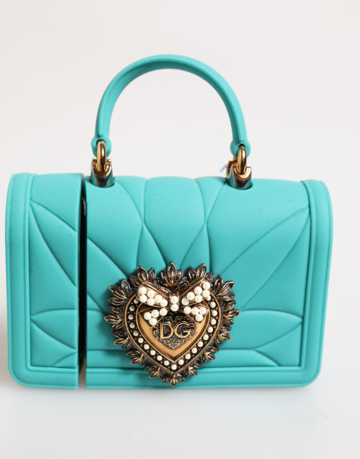Dolce & Gabbana Turquoise Silicone Devotion Heart Cover Bag Airpods Case Womens