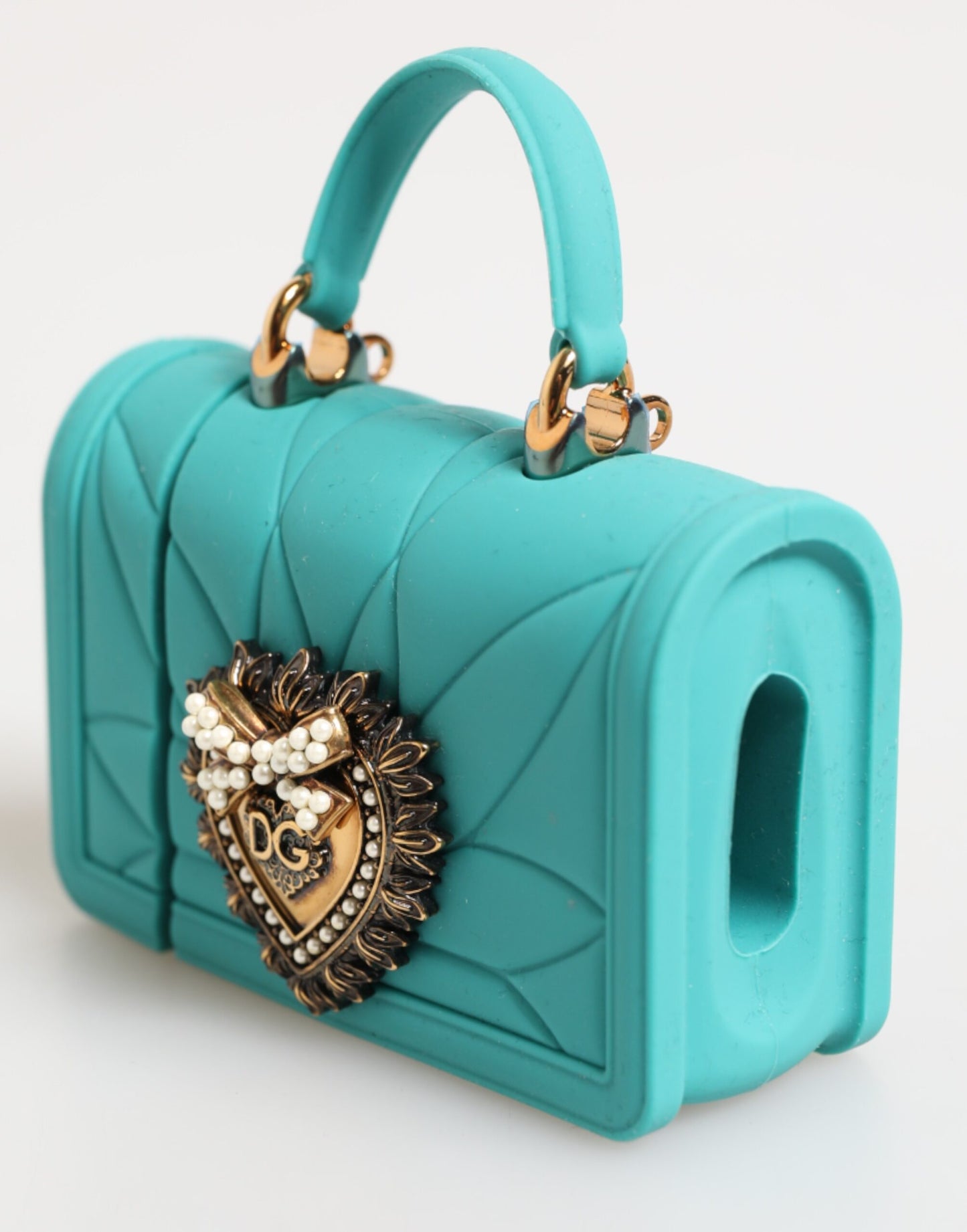 Dolce & Gabbana Turquoise Silicone Devotion Heart Cover Bag Airpods Case Womens