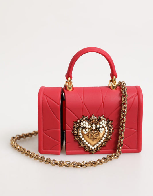Dolce & Gabbana Red Silicone Devotion Heart Cover Bag Women Airpods Case Womens