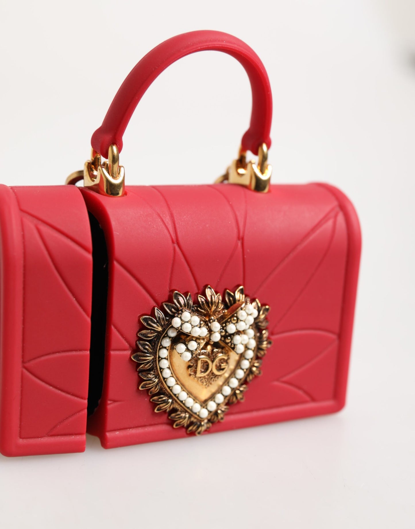 Dolce & Gabbana Red Silicone Devotion Heart Cover Bag Women Airpods Case Womens