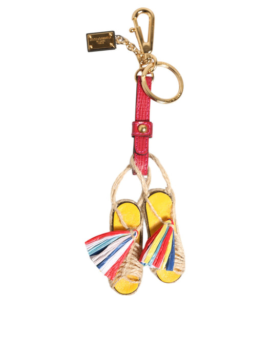 Dolce & Gabbana Red Yellow Mini Espadrille Style Charm Keychain Keyring Womens