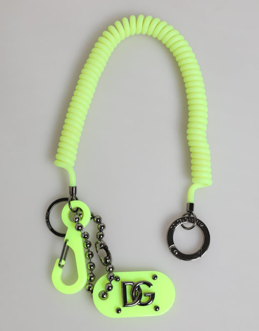 Dolce & Gabbana Green Springy Key Holder DG Logo Men's Keychain Keyring Womens