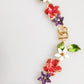 Dolce & Gabbana Gold Brass Logo Detail Floral Fashion Jewelry Necklace Womens Necklace
