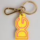 Dolce & Gabbana Yellow Rubber Gold Tone Metal DG Logo Keyring Keychain Womens
