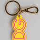 Dolce & Gabbana Yellow Rubber Gold Tone Metal DG Logo Keyring Keychain Womens