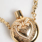 Dolce & Gabbana Gold Brass Rhinestone Devotion Charm Pendant Necklace Womens Necklace