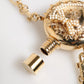 Dolce & Gabbana Gold Brass Rhinestone Devotion Charm Pendant Necklace Womens Necklace