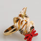 Dolce & Gabbana Gold Brass Resin Beige Dog Pet Accessory Ring Womens Ring