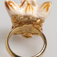Dolce & Gabbana Gold Brass Resin Beige Dog Pet Accessory Ring Womens Ring