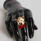 Dolce & Gabbana Gold Brass Resin Beige Dog Pet Accessory Ring Womens Ring