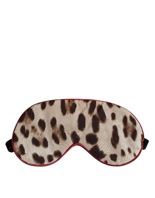 Dolce & Gabbana Brown Leopard Print Silk Women Accessory Sleep Eye Mask Womens