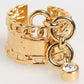 Dolce & Gabbana Gold Tone Brass Logo Chain Clear Crystals Adjustable Ring Womens Ring Mens Ring