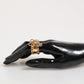 Dolce & Gabbana Gold Tone Brass Logo Chain Clear Crystals Adjustable Ring Womens Ring Mens Ring