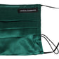 Dolce & Gabbana Green Silk Pleated Elastic Ear Strap Face Mask Mens Womens