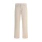 7FOR Beige Cotton Straight-Leg Jeans