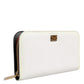 Dolce & Gabbana White Leather Logo Plaque Zip Around Continental Wallet