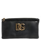 Dolce & Gabbana Black Calfskin Leather DG Logo Women Card Holder Wallet