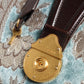 Dolce & Gabbana Blue Brown Leather Floral Jacquard Travel Handbag Bag