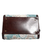Dolce & Gabbana Blue Brown Leather Floral Jacquard Travel Handbag Bag