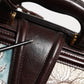 Dolce & Gabbana Blue Brown Leather Floral Jacquard Travel Handbag Bag