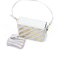 Off-White White/Gold  Metallic Stripe Crossbody Bag