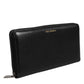 Dolce & Gabbana Black Calfskin Leather Logo Zip Around Continental Wallet Mens Wallet