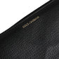 Dolce & Gabbana Black Calfskin Leather Logo Zip Around Continental Wallet Mens Wallet