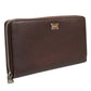 Dolce & Gabbana Brown Calfskin Leather Logo Zip Around Continental Wallet Mens Wallet