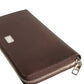Dolce & Gabbana Brown Calfskin Leather Logo Zip Around Continental Wallet Mens Wallet