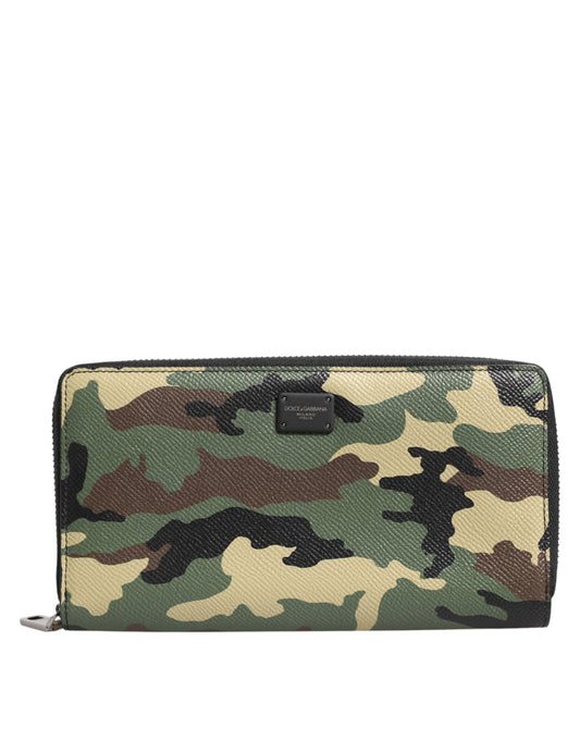 Dolce & Gabbana Multicolor Camouflage Logo Zip Around Continental Wallet Mens Wallet