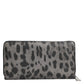 Dolce & Gabbana Black Gray Leopard Leather Zip Around Continental Wallet Mens Wallet