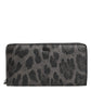 Dolce & Gabbana Black Gray Leopard Leather Zip Around Continental Wallet Mens Wallet