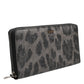 Dolce & Gabbana Black Gray Leopard Leather Zip Around Continental Wallet Mens Wallet