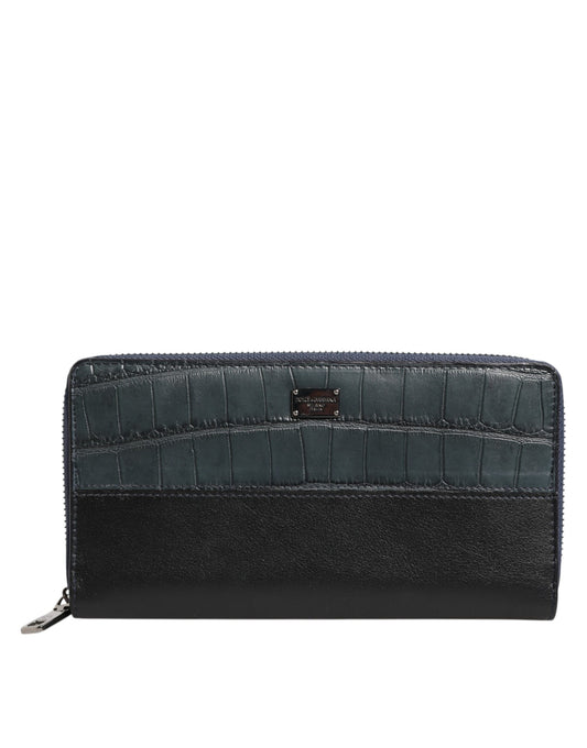 Dolce & Gabbana Black Blue Exotic Leather Men Continental Clutch Wallet Mens Wallet