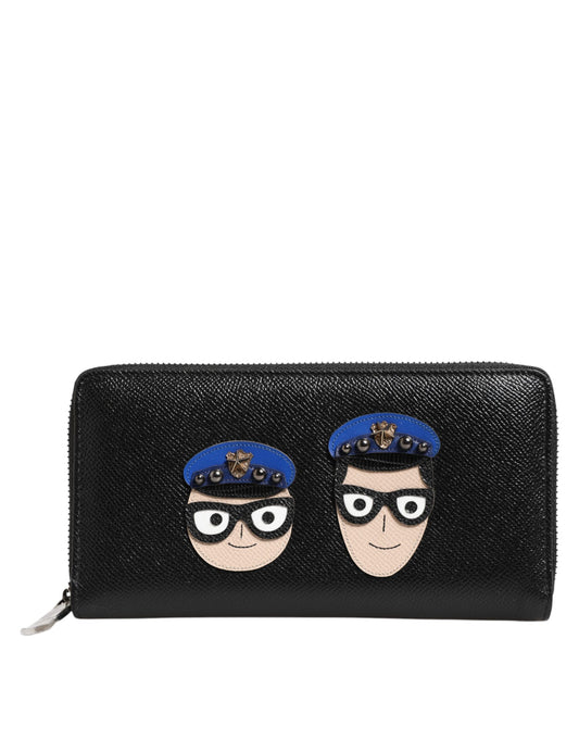 Dolce & Gabbana Black Leather #DGFAMILY Zipper Continental Mens Wallet Mens Wallet