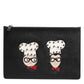 Dolce & Gabbana Black Leather #DGFAMILY Embellished Men Clutch Pouch Bag Mens Clutch Bag