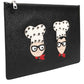 Dolce & Gabbana Black Leather #DGFAMILY Embellished Men Clutch Pouch Bag Mens Clutch Bag