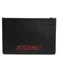 Dolce & Gabbana Black Leather #DGFAMILY Embellished Men Clutch Pouch Bag Mens Clutch Bag