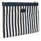 Dolce & Gabbana Black White Striped Logo Plaque Clutch Pouch Bag Mens Clutch Bag